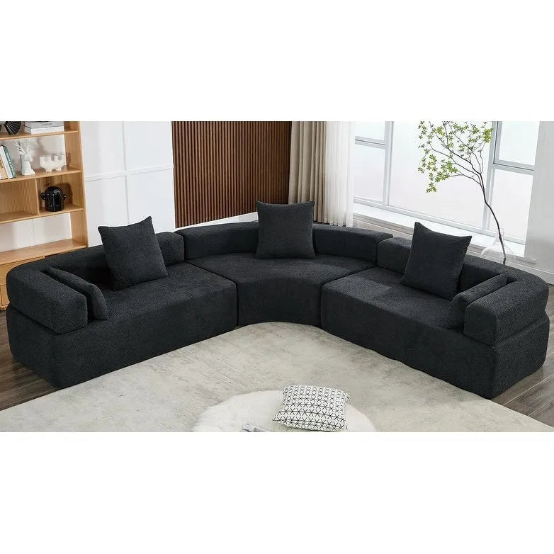 111  Oversized Boucle L-Shaped Corner Modular Sectional Sofa, 3-Piece Free Combination