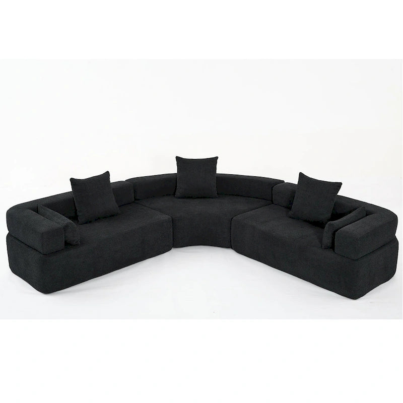 111  Oversized Boucle L-Shaped Corner Modular Sectional Sofa, 3-Piece Free Combination