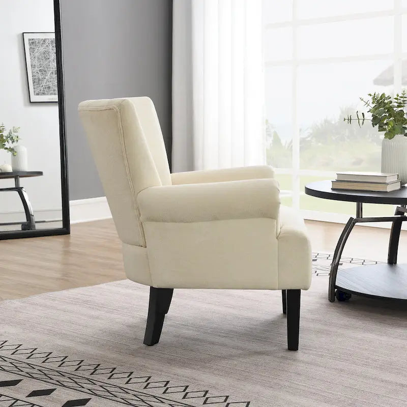 Beige Modern 29  Arm Chair with Channel Back