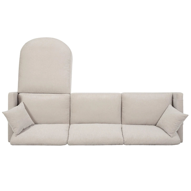 Beige 107.87  Spacious 4 Seater Sectional Sofa with Movable Ottoman, Removable Cushions, and Convenient Armrest Storage