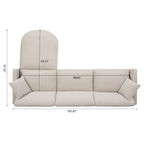 Beige 107.87  Spacious 4 Seater Sectional Sofa with Movable Ottoman, Removable Cushions, and Convenient Armrest Storage