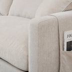 Beige 107.87  Spacious 4 Seater Sectional Sofa with Movable Ottoman, Removable Cushions, and Convenient Armrest Storage