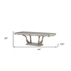 44  Off White Solid Wood Pedestal Base Dining Table