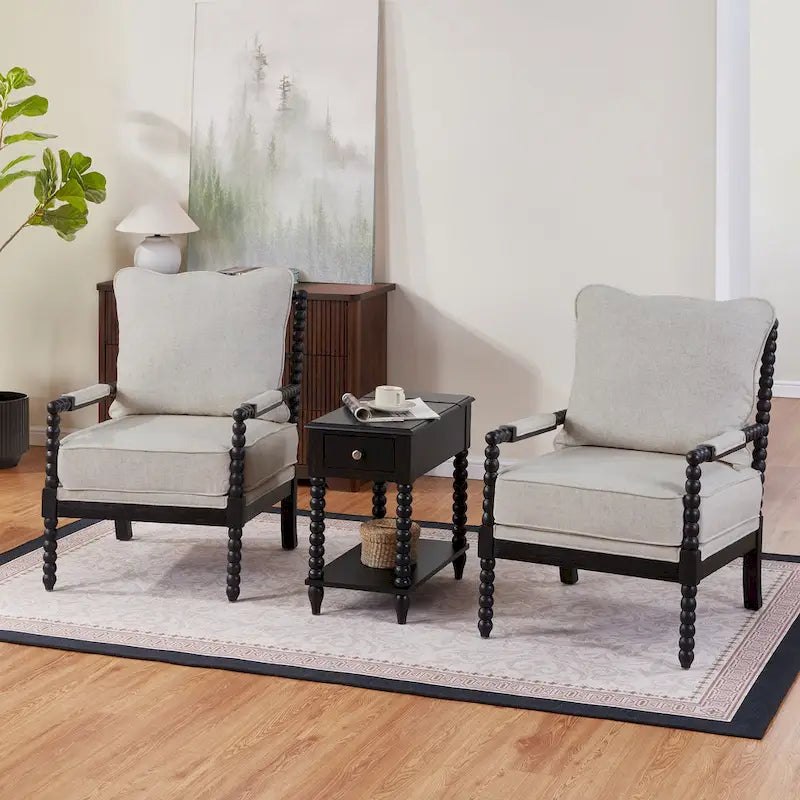 Traditional 23.6  Spindle Leg Wood End Table with USB