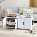 Gymax Cat Litter Box Enclosure for 2 Cats w/ Double Rooms Wooden Cat