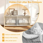 Gymax Cat Litter Box Enclosure for 2 Cats w/ Double Rooms Wooden Cat