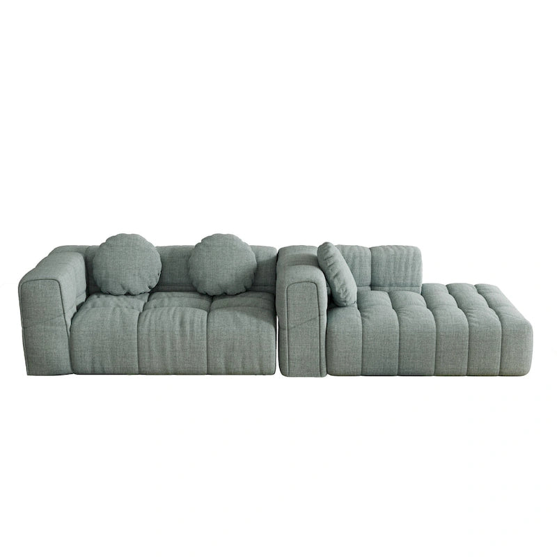 103  Chenille L-Shaped Sectional Sofa with Left Recliner, 3 Pillows and Modular Design