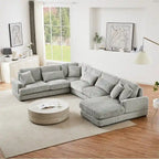 Oversized U-shaped Sectional Sofa with Chaise Lounge, 129  Modern Upholstered Sofa Couch, Corduroy Couch Set for Living Room