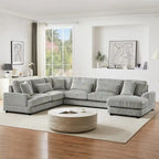 Oversized U-shaped Sectional Sofa with Chaise Lounge, 129  Modern Upholstered Sofa Couch, Corduroy Couch Set for Living Room