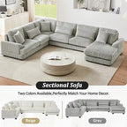 Oversized U-shaped Sectional Sofa with Chaise Lounge, 129  Modern Upholstered Sofa Couch, Corduroy Couch Set for Living Room
