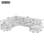 Oversized U-shaped Sectional Sofa with Chaise Lounge, 129  Modern Upholstered Sofa Couch, Corduroy Couch Set for Living Room