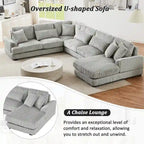 Oversized U-shaped Sectional Sofa with Chaise Lounge, 129  Modern Upholstered Sofa Couch, Corduroy Couch Set for Living Room