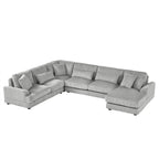 Oversized U-shaped Sectional Sofa with Chaise Lounge, 129  Modern Upholstered Sofa Couch, Corduroy Couch Set for Living Room