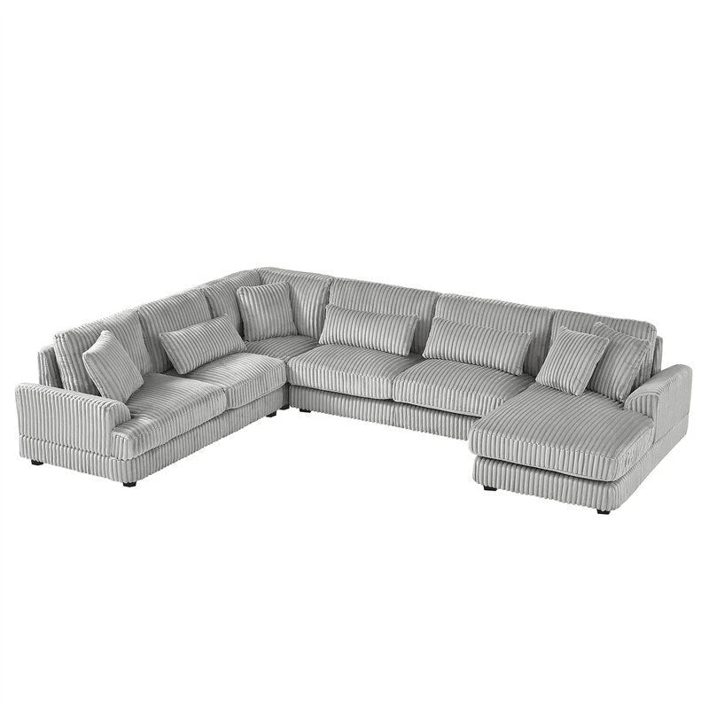 Oversized U-shaped Sectional Sofa with Chaise Lounge, 129  Modern Upholstered Sofa Couch, Corduroy Couch Set for Living Room