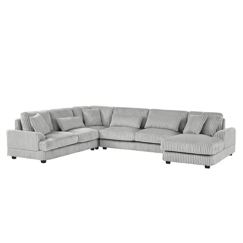 Oversized U-shaped Sectional Sofa with Chaise Lounge, 129  Modern Upholstered Sofa Couch, Corduroy Couch Set for Living Room