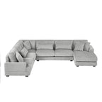 Oversized U-shaped Sectional Sofa with Chaise Lounge, 129  Modern Upholstered Sofa Couch, Corduroy Couch Set for Living Room