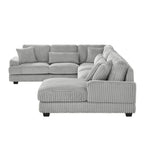 Oversized U-shaped Sectional Sofa with Chaise Lounge, 129  Modern Upholstered Sofa Couch, Corduroy Couch Set for Living Room