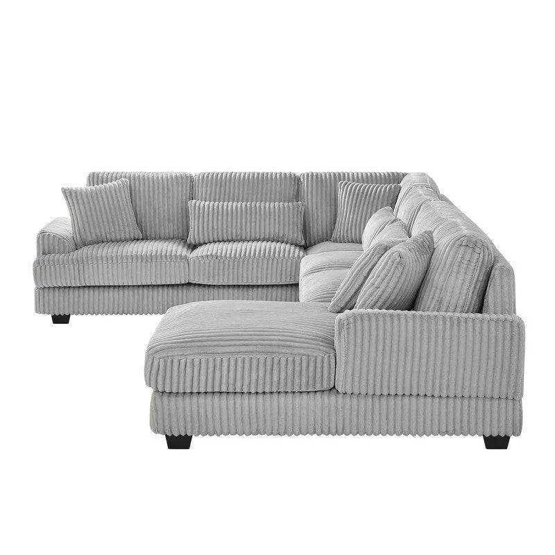 Oversized U-shaped Sectional Sofa with Chaise Lounge, 129  Modern Upholstered Sofa Couch, Corduroy Couch Set for Living Room