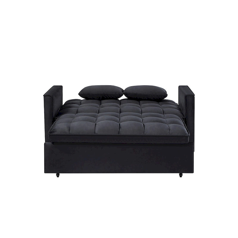 Modern Convertible Futon Sofa Bed,Adjustable Backrest,Armrest Holders