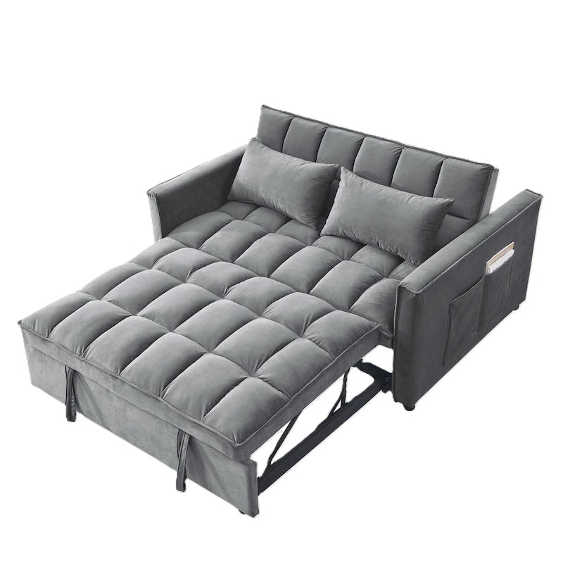 Modern Convertible Futon Sofa Bed,Adjustable Backrest,Armrest Holders