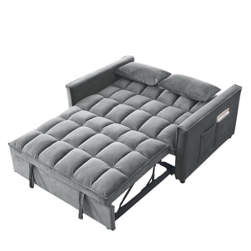 Modern Convertible Futon Sofa Bed,Adjustable Backrest,Armrest Holders