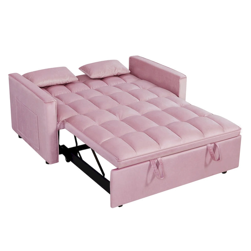 Modern Convertible Futon Sofa Bed,Adjustable Backrest,Armrest Holders