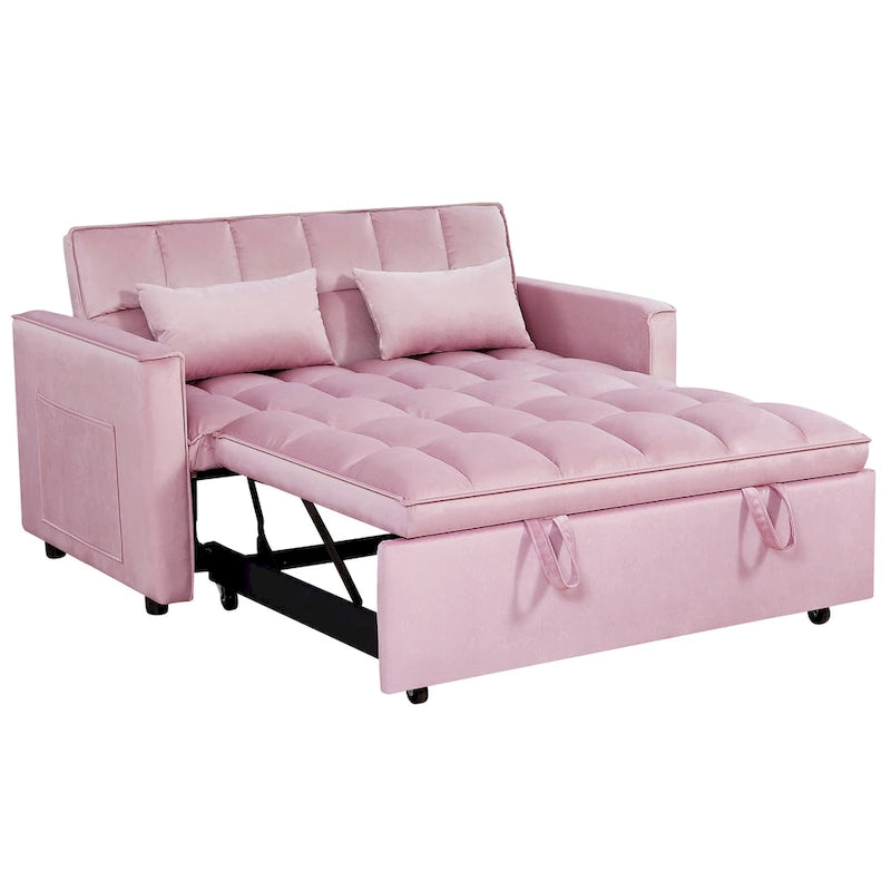 Modern Convertible Futon Sofa Bed,Adjustable Backrest,Armrest Holders