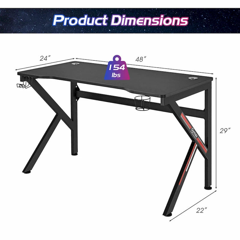 Gymax 48  K-shaped Gaming Desk Computer Table with Cup Holder &