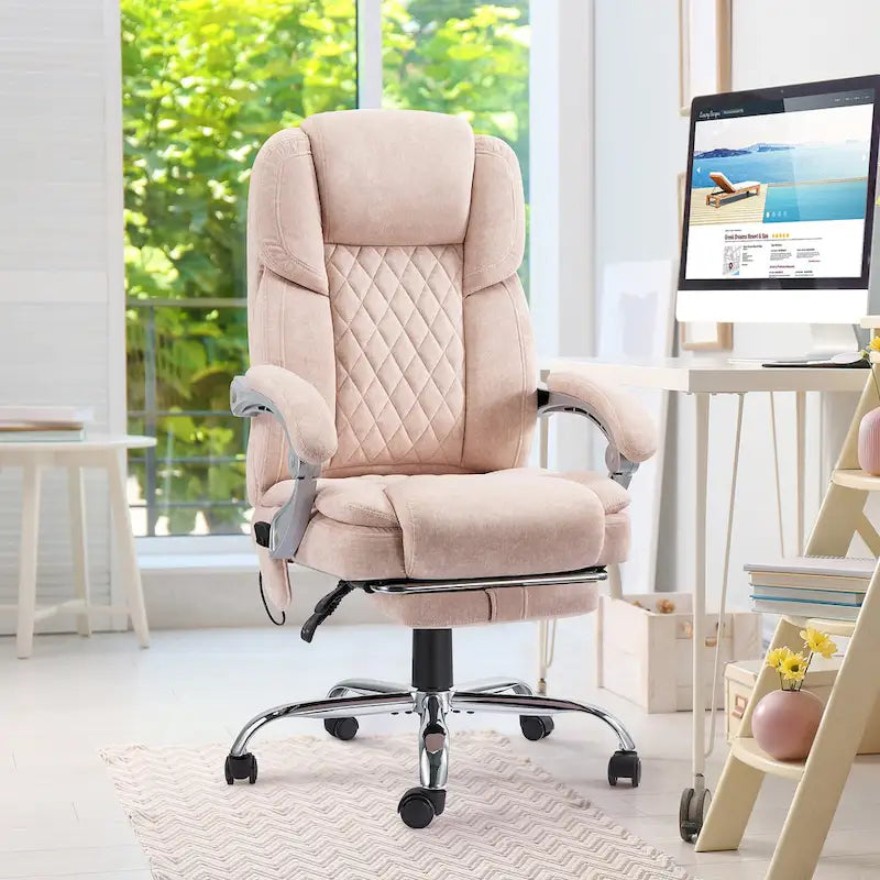 EROMMY Heated Massage Office Chair with Footrest, Ergonomic Reclining Desk Chair with Lumbar Support and Adjustable Height.