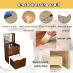 3-in-1 Small Makeup Table Set with Glass Top 3 Drawers, Stool
