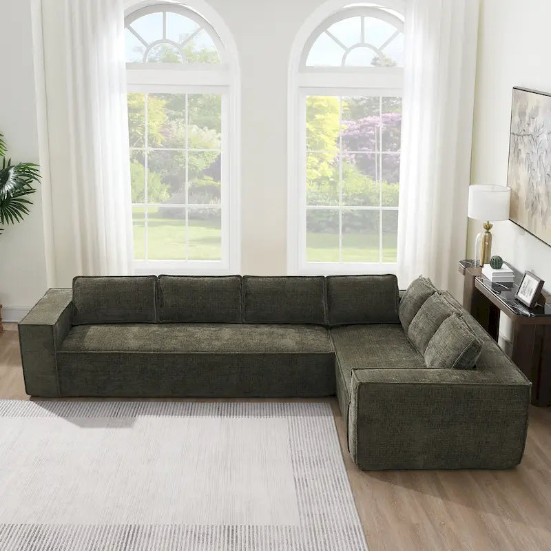 L-Shaped Modular Sectional Sofa, Chenille Cloud Sofa Set