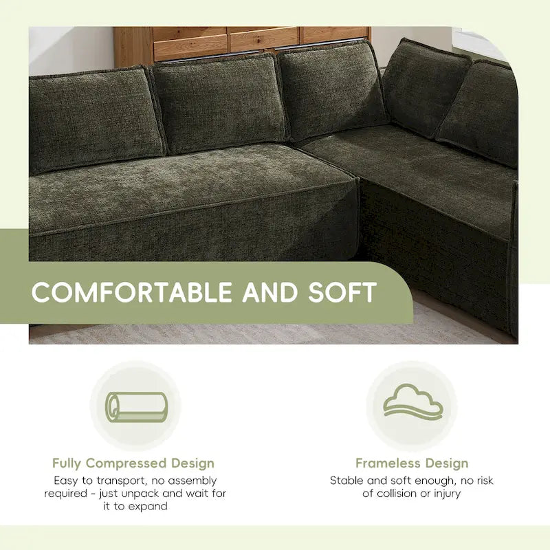 L-Shaped Modular Sectional Sofa, Chenille Cloud Sofa Set