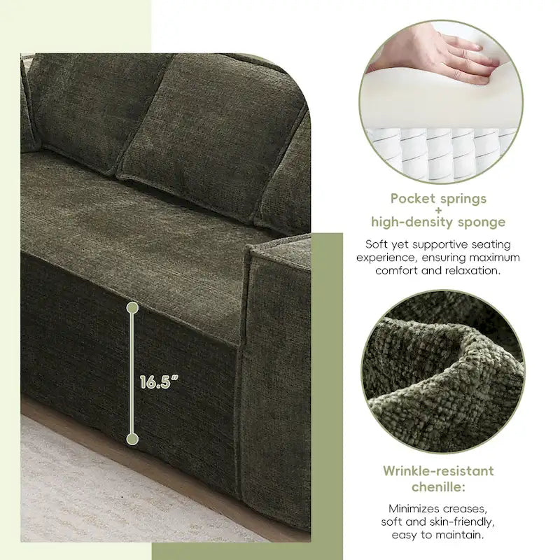 L-Shaped Modular Sectional Sofa, Chenille Cloud Sofa Set