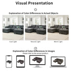 U Shaped Modular Sectional Sofa with Storage Pockets, Pillows, Ottoman