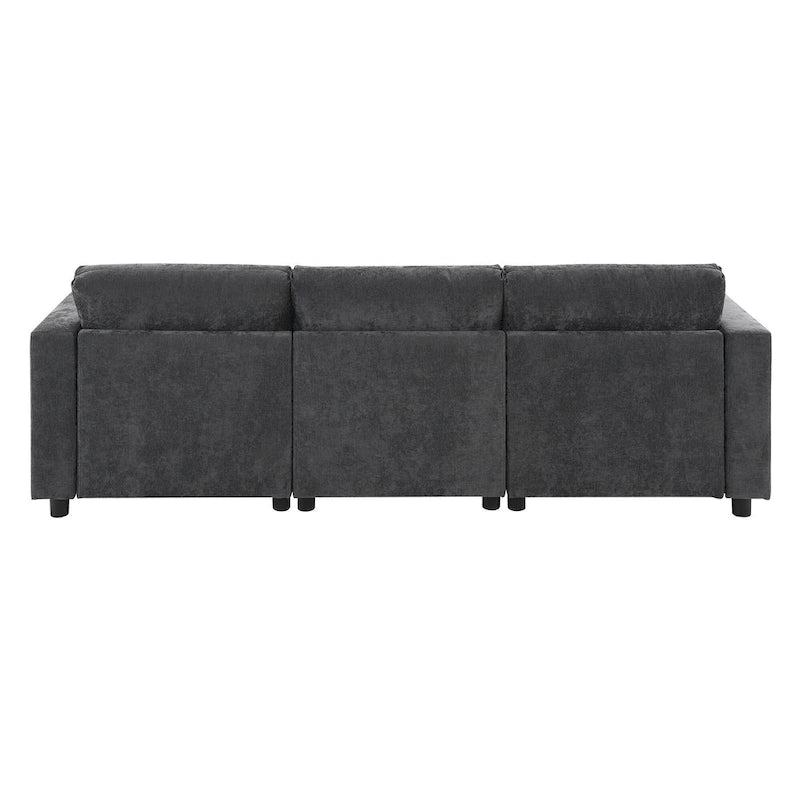 U Shaped Modular Sectional Sofa with Storage Pockets, Pillows, Ottoman