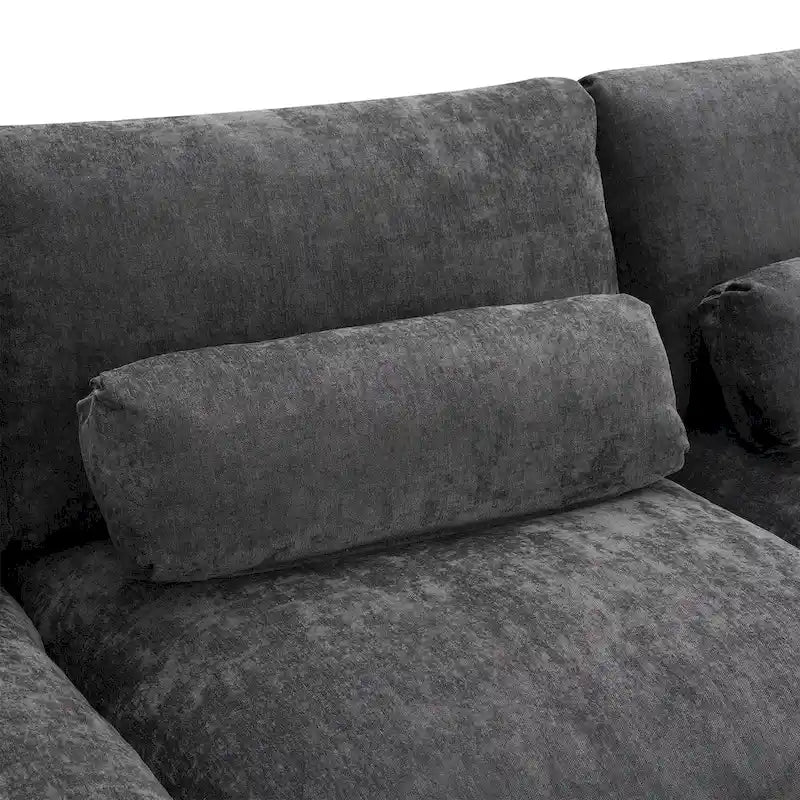 U Shaped Modular Sectional Sofa with Storage Pockets, Pillows, Ottoman