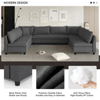 Modular Sectional Sofa, Reversible U Shaped Chenille Couch Set