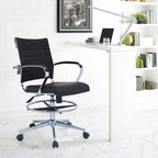 Office Chair With Arms Stools For Counter Height Bar Office Wheels PU Leather Rest Tilt Swivel Work Office Standing Desk