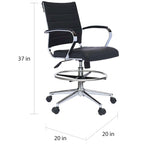 Office Chair With Arms Stools For Counter Height Bar Office Wheels PU Leather Rest Tilt Swivel Work Office Standing Desk