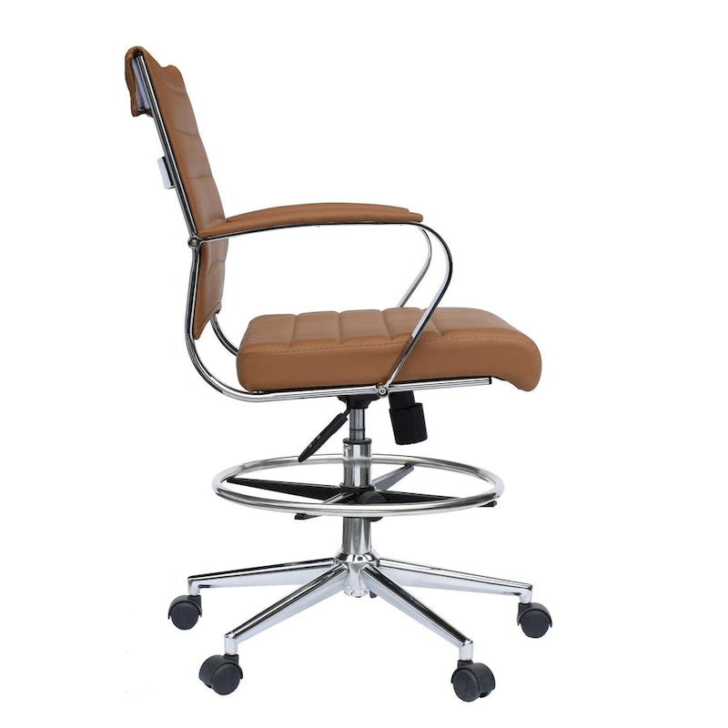 Office Chair With Arms Stools For Counter Height Bar Office Wheels PU Leather Rest Tilt Swivel Work Office Standing Desk