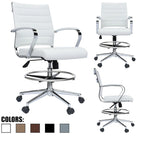 Office Chair With Arms Stools For Counter Height Bar Office Wheels PU Leather Rest Tilt Swivel Work Office Standing Desk