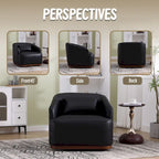 Black PU Modern 31.5  Upholstered 360 Swivel Barrel Chair with Metal Base for Living Room