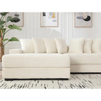 Beige 111  Corduroy L-Shaped Sectional Sofa with Oversized Left Chaise