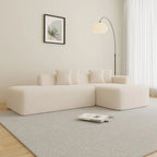 105.51  Modern L-Shape 5 Seater Modular Sectional Sofa Couch with Chaise Lounge, in Soft Lambswool Sherpa Fabric