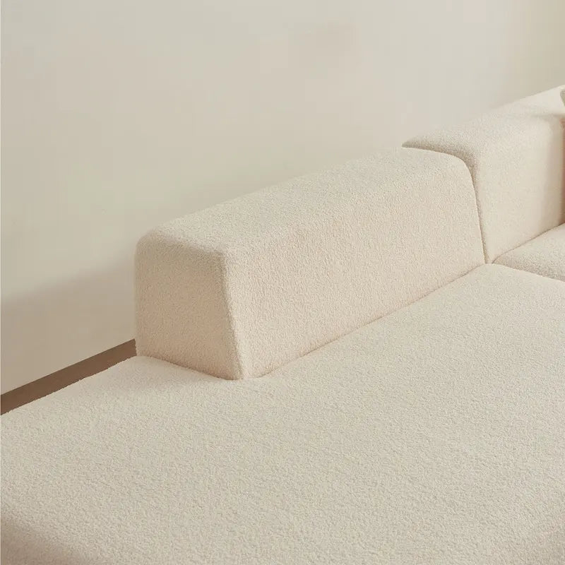 105.51  Modern L-Shape 5 Seater Modular Sectional Sofa Couch with Chaise Lounge, in Soft Lambswool Sherpa Fabric