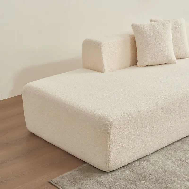 105.51  Modern L-Shape 5 Seater Modular Sectional Sofa Couch with Chaise Lounge, in Soft Lambswool Sherpa Fabric