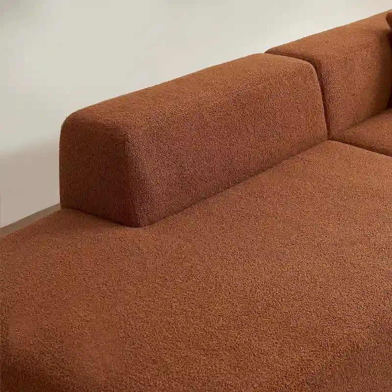 105.51  Modern L-Shape 5 Seater Modular Sectional Sofa Couch with Chaise Lounge, in Soft Lambswool Sherpa Fabric