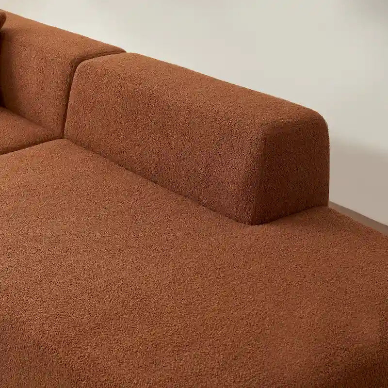 105.51  Modern L-Shape 5 Seater Modular Sectional Sofa Couch with Chaise Lounge, in Soft Lambswool Sherpa Fabric