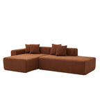 105.51  Modern L-Shape 5 Seater Modular Sectional Sofa Couch with Chaise Lounge, in Soft Lambswool Sherpa Fabric