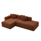 105.51  Modern L-Shape 5 Seater Modular Sectional Sofa Couch with Chaise Lounge, in Soft Lambswool Sherpa Fabric